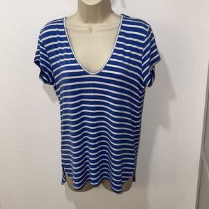 LIKE NEW Blue & White Stripe Bordeaux Top from Anthropologie